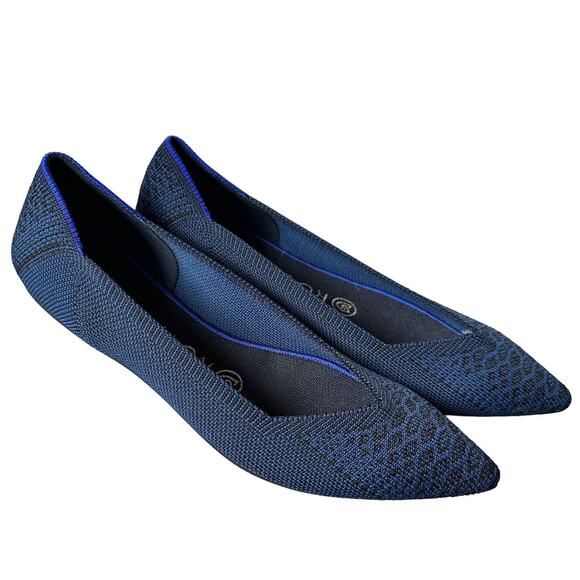 Rothy’s Deep Teal Python Pointed Toe Size 7 Blue Black Snake Print‎ - Picture 1 of 9